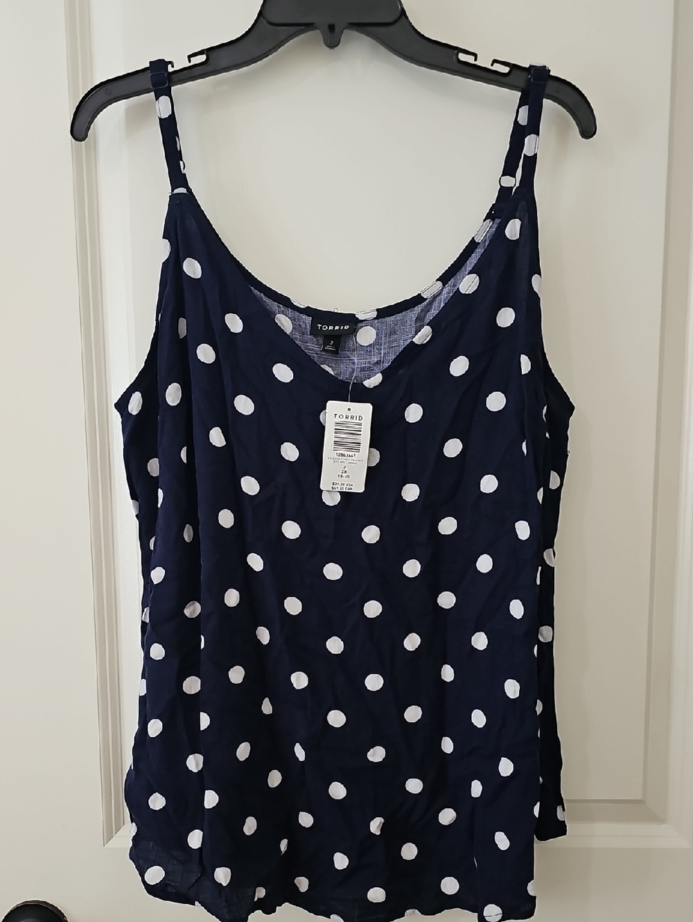 Torrid Navy and White Polka Dot Spaghetti Strap Tank